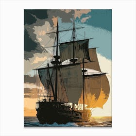 Nautical Pirate Ship Canvas Print