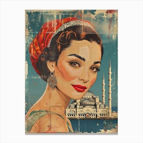 Istanbul Retro Travel Poster  1 Canvas Print