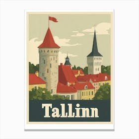 Aihrgdesign A Classic 1960s Travel Poster For Tallinn Canvas Print