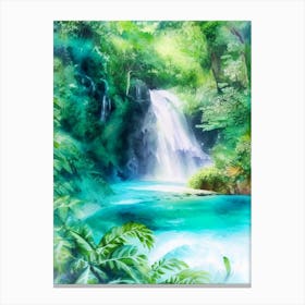 Kawasan Falls, Philippines Water Colour  (1) Canvas Print