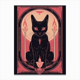 The Devil Tarot Card, Black Cat In Pink 1 Canvas Print