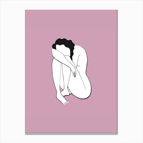 Woman Sitting On The Floor Illustration Canvas Print