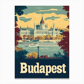 Aihrgdesign A Retro Travel Poster For Budapest Featuring The 1 Canvas Print