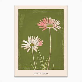 Pink & Green Oxeye Daisy Flower Poster Canvas Print