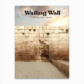 Wailing Wall Jerusalem Israel Old City Modern Travel Illustration Canvas Print