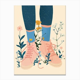 Illustration Pink Sneakers And Flowers 6 Canvas Print
