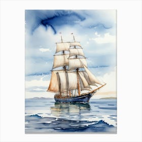 Sailing ship on the sea, watercolor painting 13 Canvas Print