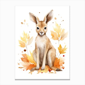 Kangaroo Watercolour In Autumn Colours 0 Canvas Print