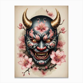 Floral Irezumi The Traditional Japanese Tattoo Hannya Mask (20) Canvas Print