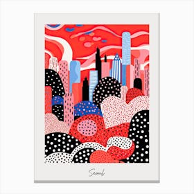 Poster Of Seoul, Illustration In The Style Of Pop Art 2 Canvas Print