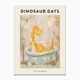 Dinosaur In The Bath Poster 3 Canvas Print