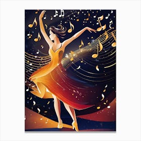 Dancer With Music Notes 1 Canvas Print