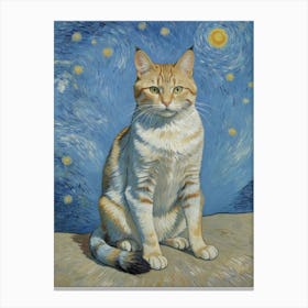 Cat With Starry Sky Canvas Print