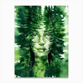 Woman In The Forest Canvas Print