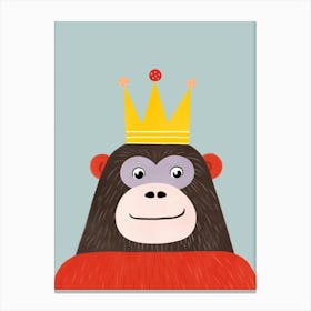 Little Gorilla 1 Wearing A Crown Canvas Print