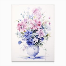 Flowers In A Vase In The Style Of Feminine Canvas Print