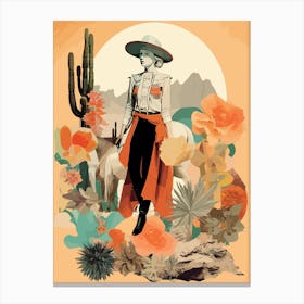 Collage Of Cowgirl Cactus 2 Canvas Print