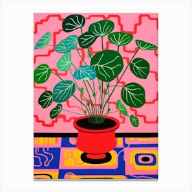 Pink And Red Plant Illustration Peperomia 3 Canvas Print