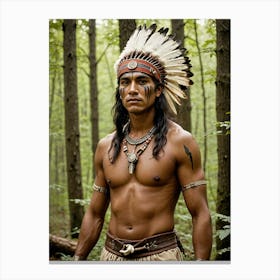 Indian Warrior The Woods Canvas Print