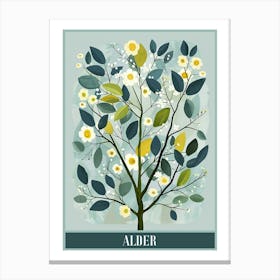 Alder Tree Flat Illustration 1 Poster Canvas Print