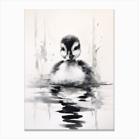 Black & White Watercolour Inspired Duckling Canvas Print