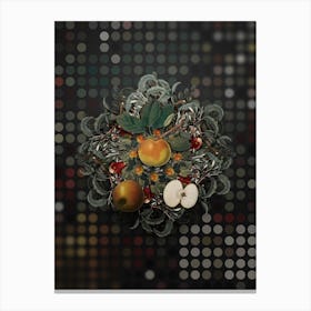 Vintage Apple Fruit Wreath on Dot Bokeh Pattern n.0221 Canvas Print