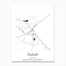 Duluth,United States Minimalist Map Canvas Print