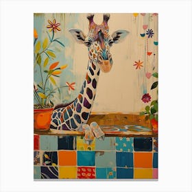 Giraffe Oil Painting Inspired 2 Canvas Print