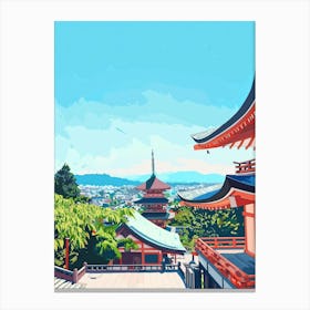 Kiyomizu Dera Temple Kyoto 1 Colourful Illustration Canvas Print