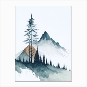 Mountain And Forest In Minimalist Watercolor Vertical Composition 53 Canvas Print