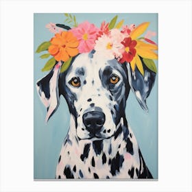 Dalmatian Portrait With A Flower Crown, Matisse Painting Style 2 Canvas Print