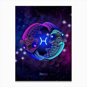 Pisces Zodiac Sign — Zodiac neon signs Canvas Print