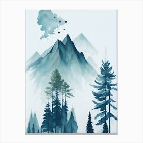 Mountain And Forest In Minimalist Watercolor Vertical Composition 98 Canvas Print