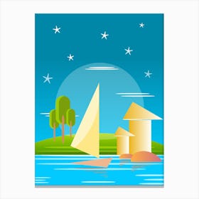 Sailboats On The Lake Canvas Print