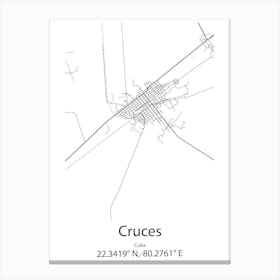 Cruces,Cuba Minimalist Map Canvas Print