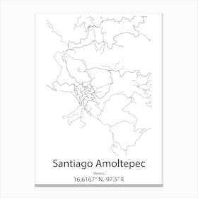 Santiago,Mexico Minimalist Map Canvas Print