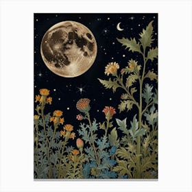 Moonlight In The Meadow Style William Morris 2 Art Print Canvas Print