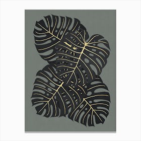 Black and gold leaves 8 Canvas Print