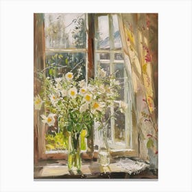 Calla Lily Flowers On A Cottage Window 3 Canvas Print