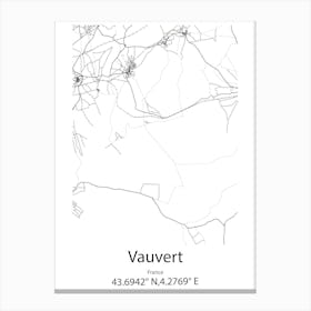 Vauvert,France Minimalist Map Canvas Print