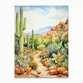 Desert Botanical Garden Usa Watercolour 5 Canvas Print