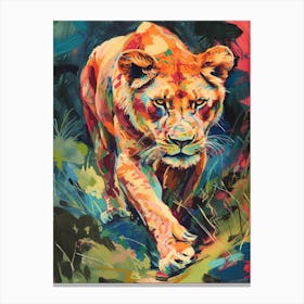 Transvaal Lion Lioness On The Prowl Fauvist Painting 1 Canvas Print