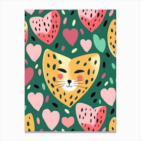 Dotty Leopard In The Shape Of A Heart Canvas Print
