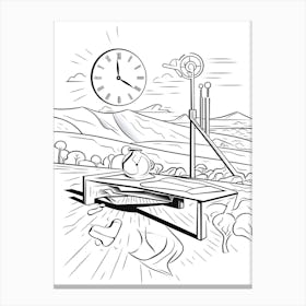 Line Art Inspired By The Persistence Of Memory 7 Canvas Print