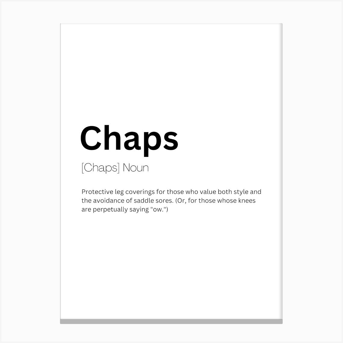 Chaps Definition Meaning Canvas Print by Kaigozen