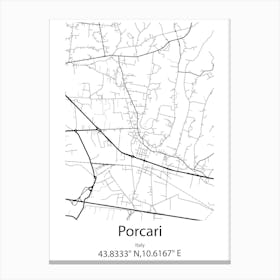 Porcari,Italy Minimalist Map Stampe su tela