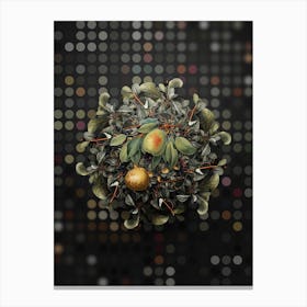 Vintage Pear Fruit Wreath on Dot Bokeh Pattern n.0355 Canvas Print