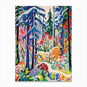 Winter Snow Snow Coniferous Forest Illustration 5 Canvas Print