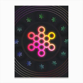 Neon Geometric Glyph in Pink and Yellow Circle Array on Black n.0026 Canvas Print
