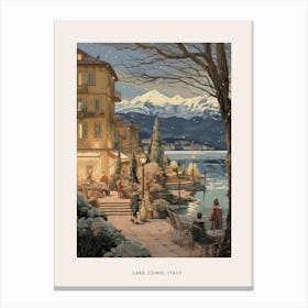 Vintage Winter Poster Lake Como Italy 2 Canvas Print